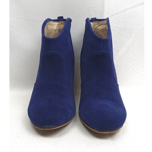 Report Blue Western Suede Ankle Medium Heel Boots Booties with Stacked Heel EUC - Picture 5 of 9
